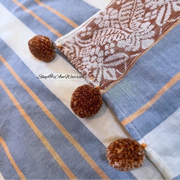 J.Crew striped patterned cotton pom pom long oversized scarf *shop@iamwarrior - Picture 8 of 11